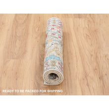 Load image into Gallery viewer, 2&#39;2&quot;x3&#39;1&quot; Beige, Silk With Textured Wool, Hand Knotted, Directional Vase Design, Oriental, Mat Rug FWR382446