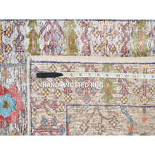 Load image into Gallery viewer, 2&#39;3&quot;x3&#39;2&quot; Beige, Directional Vase Design, Silk With Textured Wool, Hand Knotted, Oriental, Mat Rug FWR382458