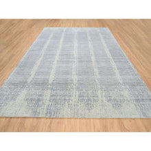 Load image into Gallery viewer, 9&#39;x12&#39; Gray, Jacquard Hand Loomed, Wool And Plant Based Silk, Tone On Tone Modern Erased Design, Oriental Rug FWR382500