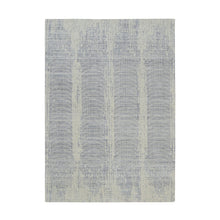 Load image into Gallery viewer, 6&#39;x9&#39; Gray, Tone On Tone Transitional Erased Design, Jacquard Hand Loomed, Wool And Plant Based Silk, Oriental Rug FWR382518