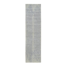 Load image into Gallery viewer, 2&#39;6&quot;x10&#39; Gray, Wool And Plant Based Silk, Tone On Tone Transitional Erased Design, Jacquard Hand Loomed, Oriental, Runner Rug FWR382536