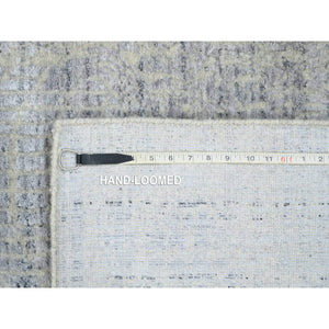 2'6"x10' Gray, Wool And Plant Based Silk, Tone On Tone Transitional Erased Design, Jacquard Hand Loomed, Oriental, Runner Rug FWR382536