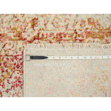 Load image into Gallery viewer, 2&#39;6&quot;x11&#39;10&quot; Pink, Persian Erased Medallion Design, Wool and Pure Silk, Hand Knotted, Oriental, Runner Rug FWR382560