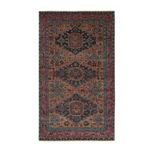 Load image into Gallery viewer, 4&#39;10&quot;x8&#39; Honey Brown with Purple Border, Anatolian Design, Supple Collection, Thick and Plush, Pure Wool Hand Knotted, Oriental Rug FWR382716
