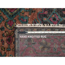 Load image into Gallery viewer, 4&#39;10&quot;x8&#39; Honey Brown with Purple Border, Anatolian Design, Supple Collection, Thick and Plush, Pure Wool Hand Knotted, Oriental Rug FWR382716