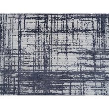 Load image into Gallery viewer, 7&#39;10&quot;x10&#39; Charcoal Black, Hand Loomed, Modern Erased Lines Design, Wool and Plant Based Silk, Oriental Rug FWR382728