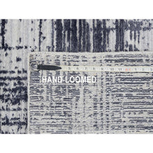 Load image into Gallery viewer, 7&#39;10&quot;x10&#39; Charcoal Black, Hand Loomed, Modern Erased Lines Design, Wool and Plant Based Silk, Oriental Rug FWR382728