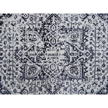 Load image into Gallery viewer, 9&#39;x11&#39;10&quot; Charcoal Black, Erased Serapi Heriz Design, Jacquard Hand Loomed, Wool and Plant Based Silk, Oriental Rug FWR382740