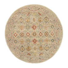 Load image into Gallery viewer, 8&#39;9&quot;x8&#39;9&quot; Beige, THE SUNSET ROSETTES, Wool and Pure Silk, Hand Knotted, Oriental, Round Rug FWR382752