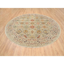 Load image into Gallery viewer, 8&#39;9&quot;x8&#39;9&quot; Beige, THE SUNSET ROSETTES, Wool and Pure Silk, Hand Knotted, Oriental, Round Rug FWR382752