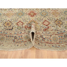 Load image into Gallery viewer, 8&#39;9&quot;x8&#39;9&quot; Beige, THE SUNSET ROSETTES, Wool and Pure Silk, Hand Knotted, Oriental, Round Rug FWR382752