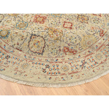 Load image into Gallery viewer, 8&#39;9&quot;x8&#39;9&quot; Beige, THE SUNSET ROSETTES, Wool and Pure Silk, Hand Knotted, Oriental, Round Rug FWR382752