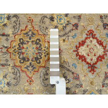 Load image into Gallery viewer, 8&#39;9&quot;x8&#39;9&quot; Beige, THE SUNSET ROSETTES, Wool and Pure Silk, Hand Knotted, Oriental, Round Rug FWR382752