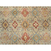 Load image into Gallery viewer, 8&#39;9&quot;x8&#39;9&quot; Beige, THE SUNSET ROSETTES, Wool and Pure Silk, Hand Knotted, Oriental, Round Rug FWR382752