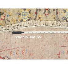 Load image into Gallery viewer, 8&#39;9&quot;x8&#39;9&quot; Beige, THE SUNSET ROSETTES, Wool and Pure Silk, Hand Knotted, Oriental, Round Rug FWR382752