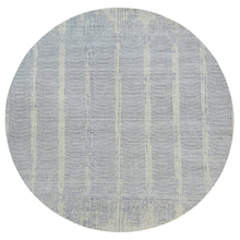 Load image into Gallery viewer, 12&#39;x12&#39; Gray, Wool And Plant Based Silk, Tone On Tone Transitional Erased Design, Jacquard Hand Loomed, Oriental, Round Rug FWR382758