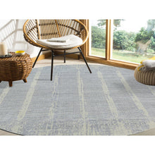 Load image into Gallery viewer, 12&#39;x12&#39; Gray, Wool And Plant Based Silk, Tone On Tone Transitional Erased Design, Jacquard Hand Loomed, Oriental, Round Rug FWR382758