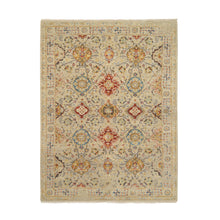 Load image into Gallery viewer, 5&#39;2&quot;x7&#39; Beige, Hand Knotted, THE SUNSET ROSETTES with Soft Colors, Wool and Pure Silk, Oriental Rug FWR382776
