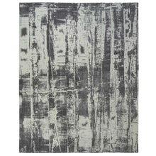 Load image into Gallery viewer, 12&#39;x15&#39; Charcoal Black, Tone On Tone, Modern Design, Jacquard Hand Loomed, Wool and Plant Based Silk, Oriental, Oversized, Rug FWR382818