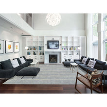 Load image into Gallery viewer, 12&#39;x15&#39;2&quot; Gray, Wool And Plant Based Silk, Tone On Tone Transitional Erased Design, Jacquard Hand Loomed, Oriental, Oversized Rug FWR382824
