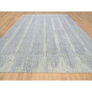 12'x15'2" Gray, Wool And Plant Based Silk, Tone On Tone Transitional Erased Design, Jacquard Hand Loomed, Oriental, Oversized Rug FWR382824