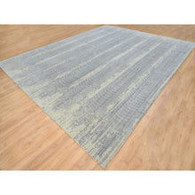 Load image into Gallery viewer, 12&#39;x15&#39;2&quot; Gray, Wool And Plant Based Silk, Tone On Tone Transitional Erased Design, Jacquard Hand Loomed, Oriental, Oversized Rug FWR382824