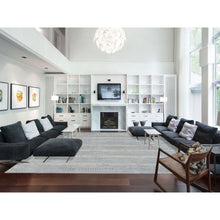 Load image into Gallery viewer, 12&#39;x17&#39;10&quot; Gray, Jacquard Hand Loomed, Wool And Plant Based Silk, Tone On Tone Transitional Erased Design, Oriental, Oversized Rug FWR382836