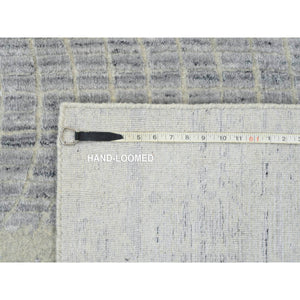 12'x17'10" Gray, Jacquard Hand Loomed, Wool And Plant Based Silk, Tone On Tone Transitional Erased Design, Oriental, Oversized Rug FWR382836