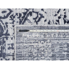 Load image into Gallery viewer, 8&#39;x10&#39; Charcoal Black, Wool and Plant Based Silk, Erased Serapi Heriz Design, Jacquard Hand Loomed, Oriental Rug FWR382860