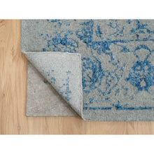 Load image into Gallery viewer, 12&#39;x12&#39; Gray, Fine Jacquard Hand Loomed, Sickle Leaf Design, Wool and Plant Based Silk, Oriental, Square Rug FWR382932