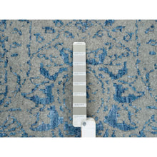 Load image into Gallery viewer, 12&#39;x12&#39; Gray, Fine Jacquard Hand Loomed, Sickle Leaf Design, Wool and Plant Based Silk, Oriental, Square Rug FWR382932