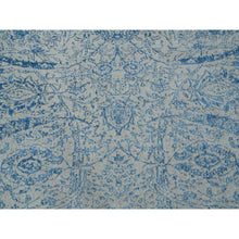 Load image into Gallery viewer, 12&#39;x12&#39; Gray, Fine Jacquard Hand Loomed, Sickle Leaf Design, Wool and Plant Based Silk, Oriental, Square Rug FWR382932