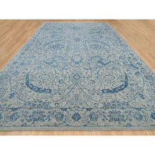 Load image into Gallery viewer, 11&#39;10&quot;x18&#39; Gray, Fine Jacquard Hand Loomed, Sickle Leaf Design, Wool and Plant Based Silk, Oriental, Oversized Rug FWR382938