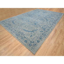 Load image into Gallery viewer, 11&#39;10&quot;x18&#39; Gray, Fine Jacquard Hand Loomed, Sickle Leaf Design, Wool and Plant Based Silk, Oriental, Oversized Rug FWR382938