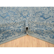 Load image into Gallery viewer, 11&#39;10&quot;x18&#39; Gray, Fine Jacquard Hand Loomed, Sickle Leaf Design, Wool and Plant Based Silk, Oriental, Oversized Rug FWR382938