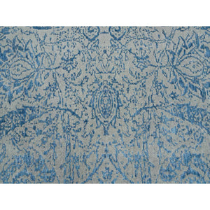 11'10"x18' Gray, Fine Jacquard Hand Loomed, Sickle Leaf Design, Wool and Plant Based Silk, Oriental, Oversized Rug FWR382938