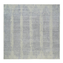 Load image into Gallery viewer, 10&#39;2&quot;x10&#39;2&quot; Gray, Tone On Tone Transitional Erased Design, Jacquard Hand Loomed, Wool And Plant Based Silk, Oriental, Square Rug FWR382944