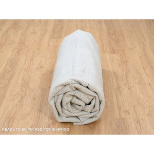 10'2"x10'2" Gray, Tone On Tone Transitional Erased Design, Jacquard Hand Loomed, Wool And Plant Based Silk, Oriental, Square Rug FWR382944
