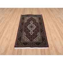 Load image into Gallery viewer, 2&#39;9&quot;x5&#39; Red Tabriz Mahi, 175 KPS, Hand Knotted with Fish Medallion Design, Wool and Silk Oriental Rug FWR383106