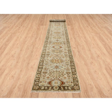 Load image into Gallery viewer, 2&#39;6&quot;x18&#39; Light Gray, Karajeh Design with Tribal Medallions Soft Pure Wool, Hand Knotted, XL Runner Oriental Rug FWR383268
