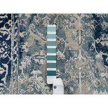 Load image into Gallery viewer, 3&#39;1&quot;x5&#39; Navy Blue, Broken Persian Heriz Erased Design, Wool and Silk, Hand Knotted, Oriental Rug FWR383280