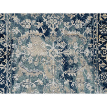 Load image into Gallery viewer, 3&#39;1&quot;x5&#39; Navy Blue, Broken Persian Heriz Erased Design, Wool and Silk, Hand Knotted, Oriental Rug FWR383280