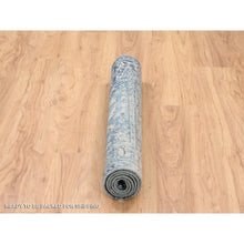 Load image into Gallery viewer, 3&#39;1&quot;x5&#39; Navy Blue, Broken Persian Heriz Erased Design, Wool and Silk, Hand Knotted, Oriental Rug FWR383280