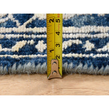 Load image into Gallery viewer, 3&#39;1&quot;x5&#39; Navy Blue, Broken Persian Heriz Erased Design, Wool and Silk, Hand Knotted, Oriental Rug FWR383280