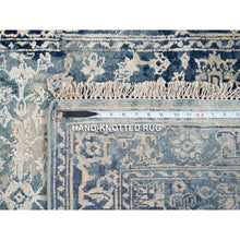 Load image into Gallery viewer, 3&#39;1&quot;x5&#39; Navy Blue, Broken Persian Heriz Erased Design, Wool and Silk, Hand Knotted, Oriental Rug FWR383280