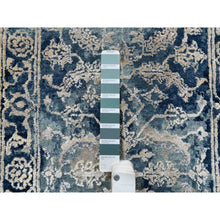 Load image into Gallery viewer, 2&#39;x3&#39;1&quot; Navy Blue, Broken Persian Heriz Erased Design, Hand Knotted, Wool and Silk, Mat Oriental Rug FWR383310