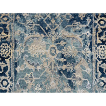Load image into Gallery viewer, 2&#39;x3&#39;1&quot; Navy Blue, Broken Persian Heriz Erased Design, Hand Knotted, Wool and Silk, Mat Oriental Rug FWR383310