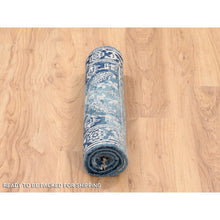 Load image into Gallery viewer, 2&#39;x3&#39;1&quot; Navy Blue, Broken Persian Heriz Erased Design, Hand Knotted, Wool and Silk, Mat Oriental Rug FWR383310