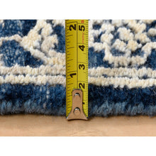 Load image into Gallery viewer, 2&#39;x3&#39;1&quot; Navy Blue, Broken Persian Heriz Erased Design, Hand Knotted, Wool and Silk, Mat Oriental Rug FWR383310