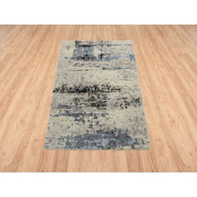 Load image into Gallery viewer, 2&#39;x3&#39; Gray, Modern Abstract Design, Wool and Silk Hand Knotted, Mat Oriental Rug FWR383316